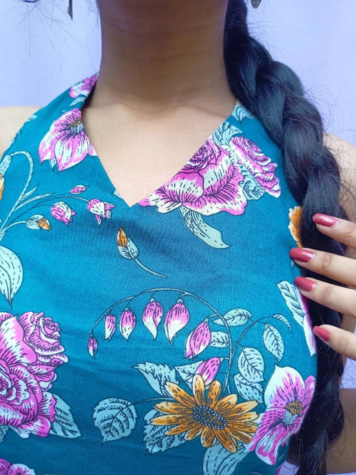 Adhaa Cotton Halter Neck Backless Short Kurti - short kurti | Buy Online at Peethpankh