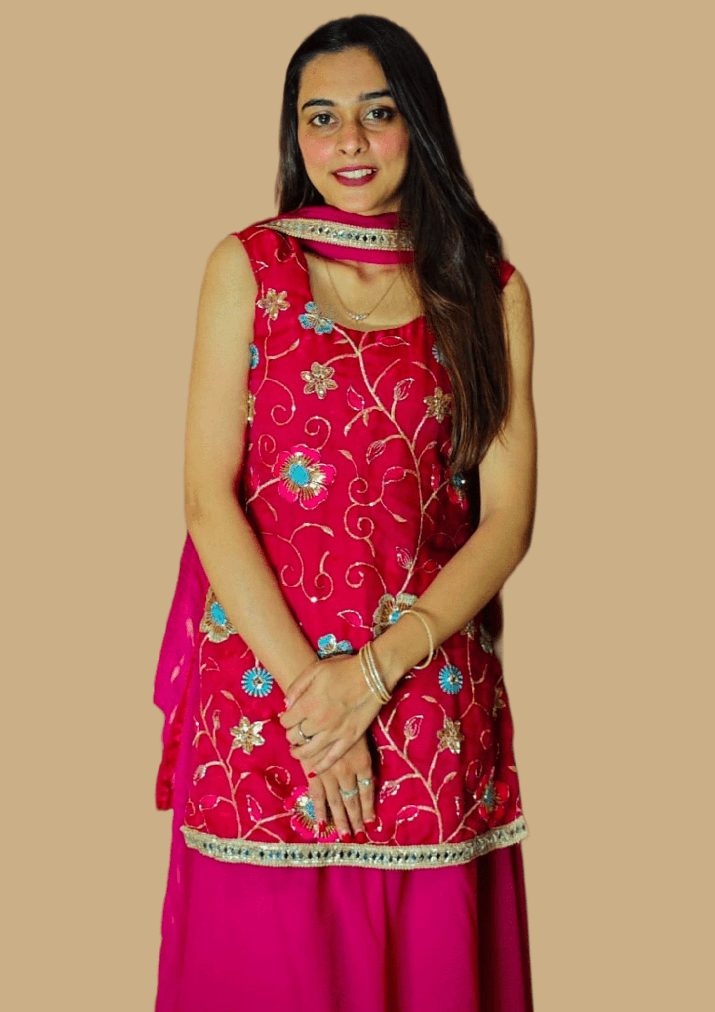 Elegant Rani Pink Sharara with Mirror Work Dupatta – Festive Ethnic Wear - sharara set | Buy Online at Peethpankh