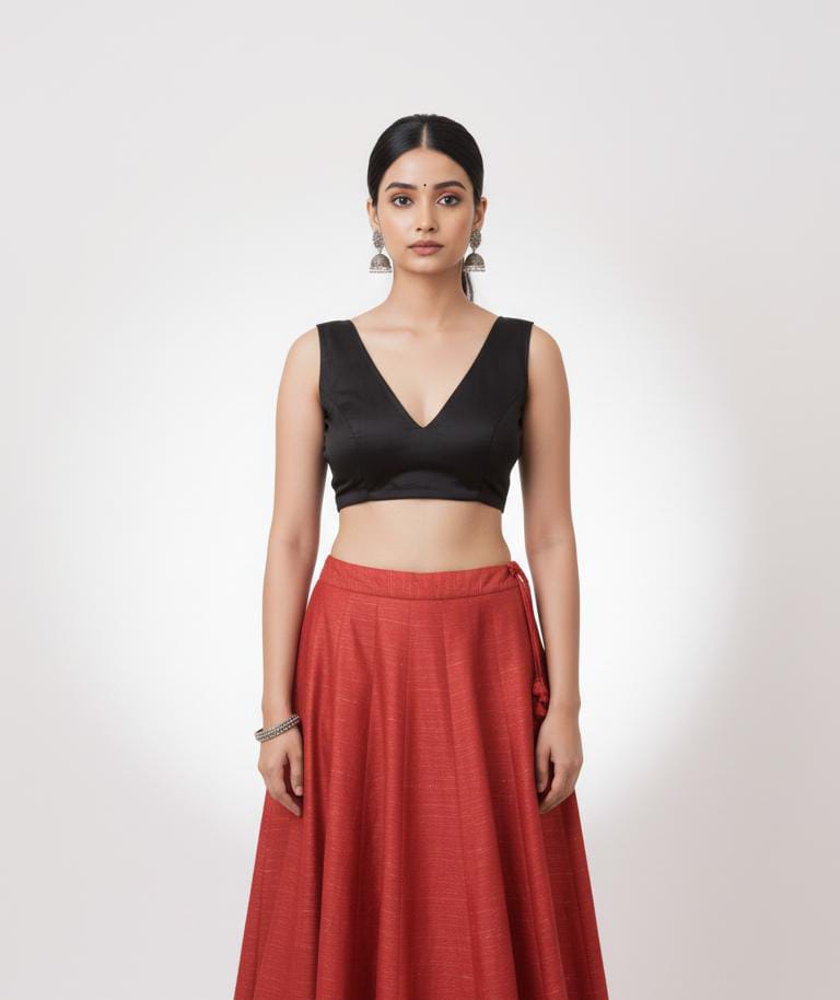 Modern Double Strap Deep Neck Blouse – Soft Fabric & Perfect Fit - | Buy Online at Peethpankh