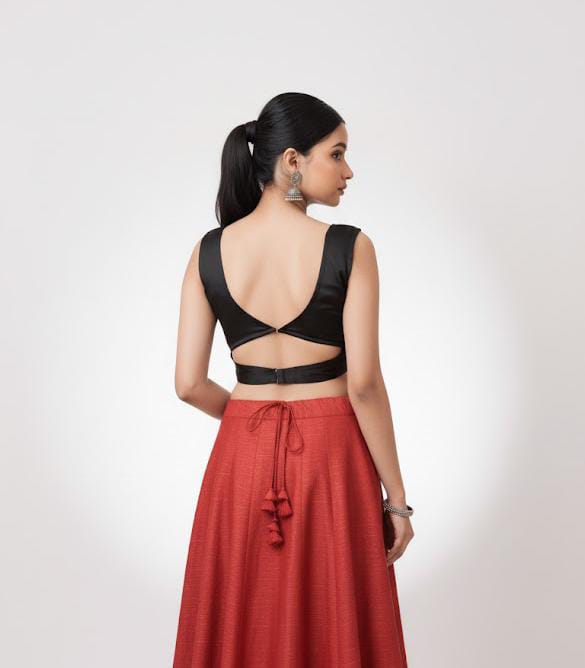 Modern Double Strap Deep Neck Blouse – Soft Fabric & Perfect Fit - | Buy Online at Peethpankh