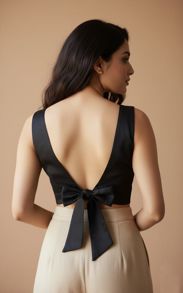 Peethpankh Back Bow Crepe Blouse - blouse | Buy Online at PEETHPANKH