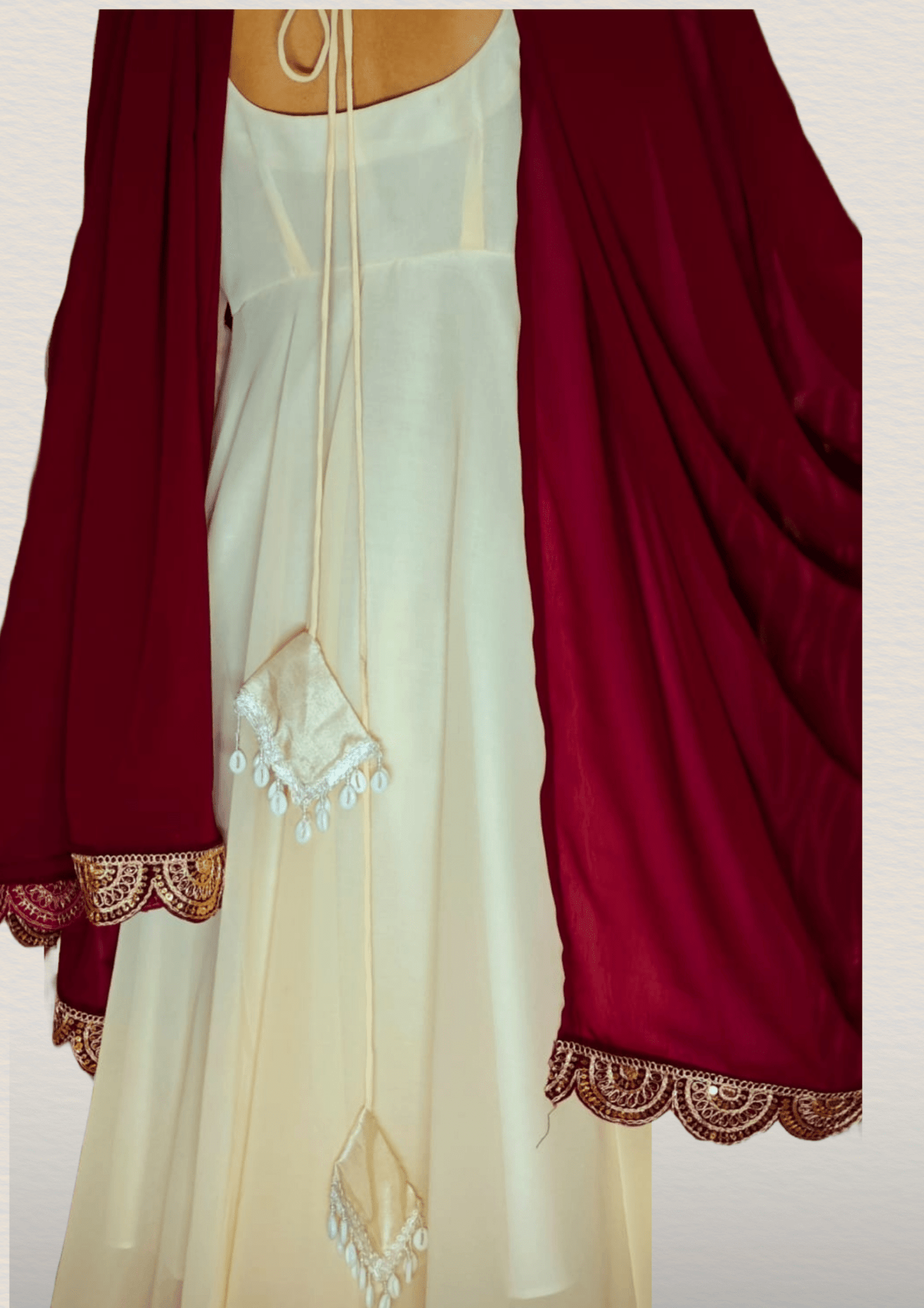 Peethpankh Elegant Off - White Floor - Length Anarkali Set with Plazo & Maroon Dupatta – Women’s Diwali Outfit - Anarkali suit set | Buy Online at Peethpankh