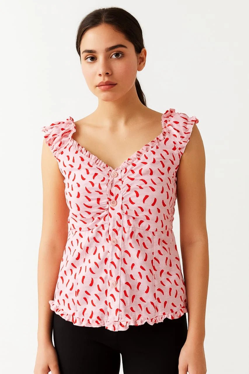 Pink Chili Ruffle shirt-shirt | Buy Online at Peethpankh