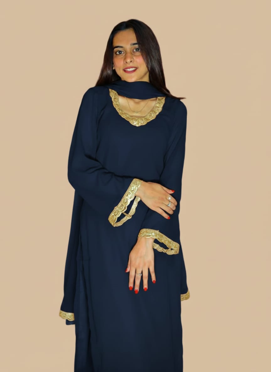 Royal Blue Georgette Kurta Set with Dupatta & Bottomwear for Women – Festive & Party Wear by Peethpankh - kurta set | Buy Online at Peethpankh