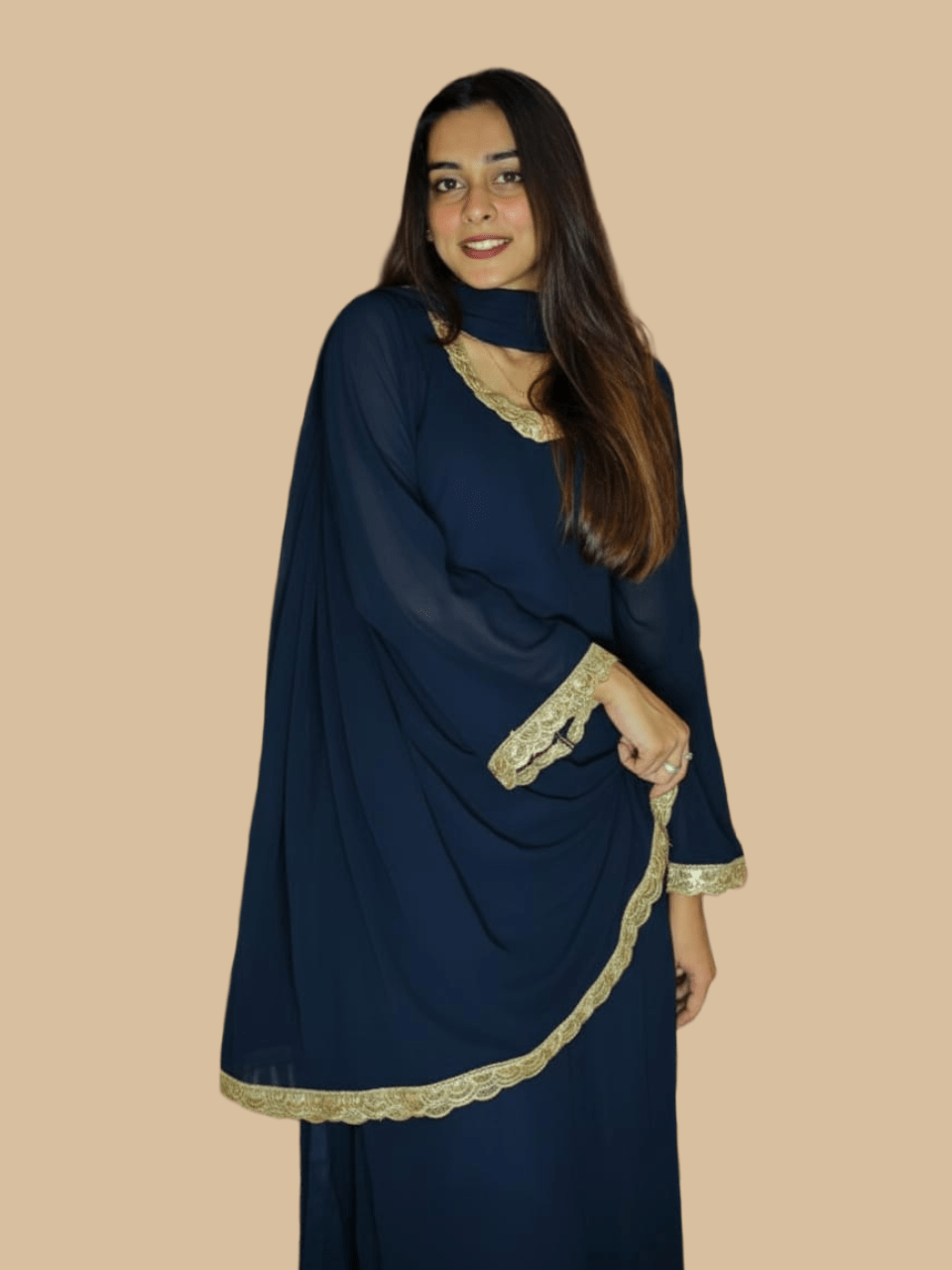 Royal Blue Georgette Kurta Set with Dupatta & Bottomwear for Women – Festive & Party Wear by Peethpankh - kurta set | Buy Online at Peethpankh