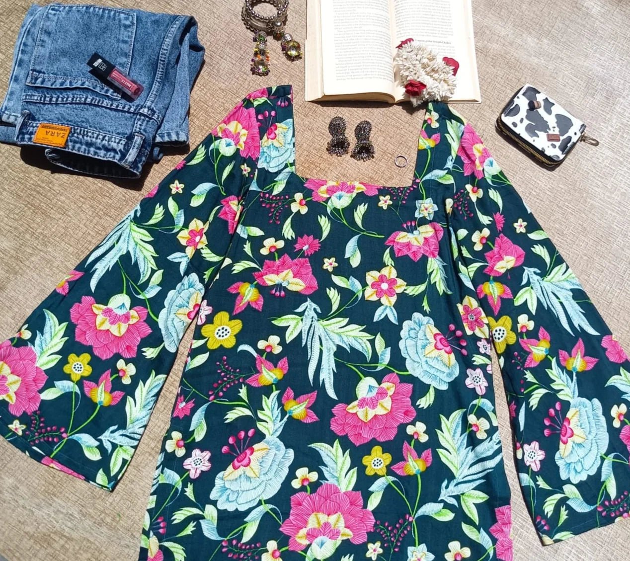 Varnikaa Cotton Blend bell - Sleeves Short Kurti - short kurti | Buy Online at Peethpankh