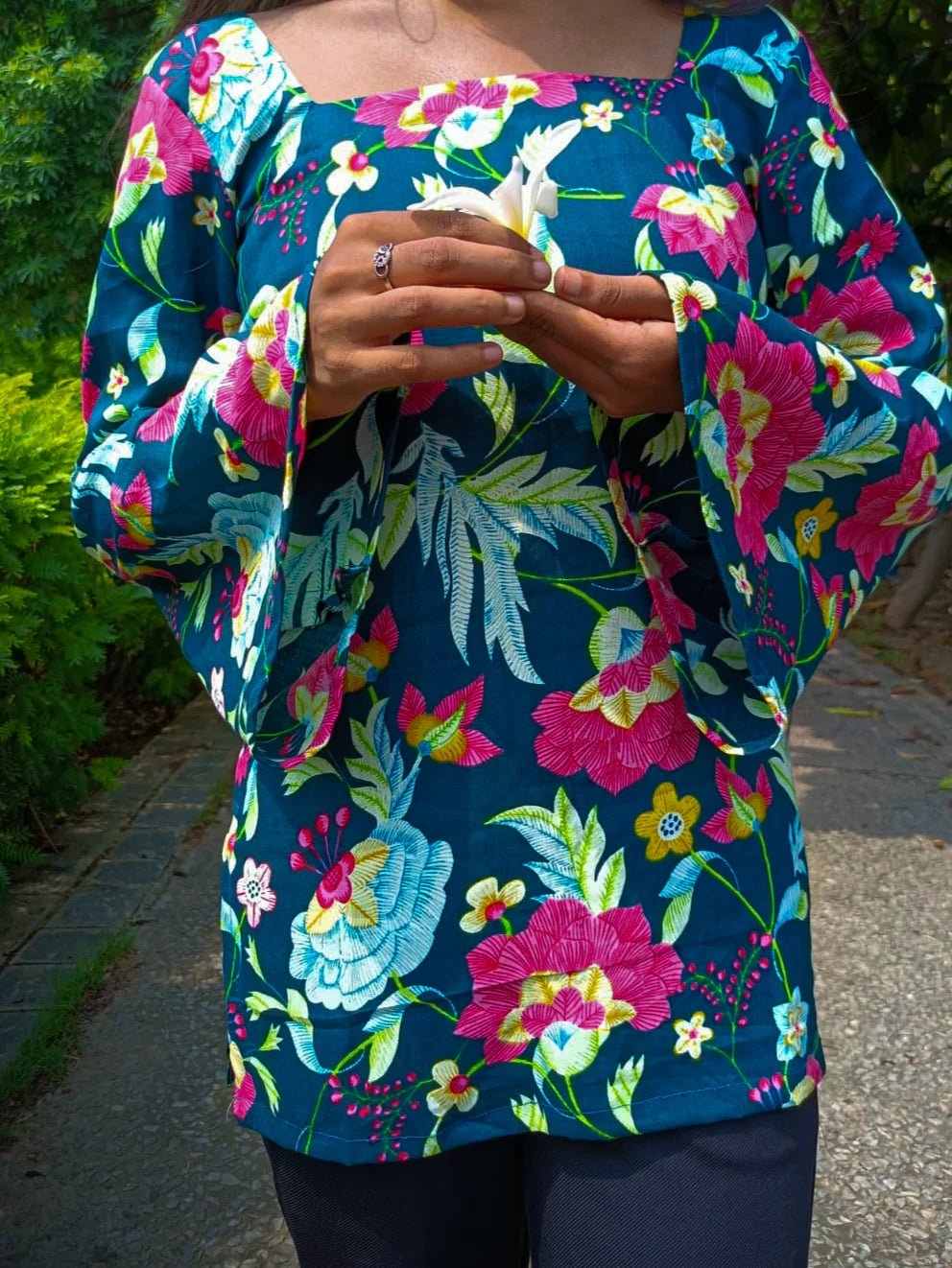 Varnikaa Cotton Blend bell - Sleeves Short Kurti - short kurti | Buy Online at Peethpankh